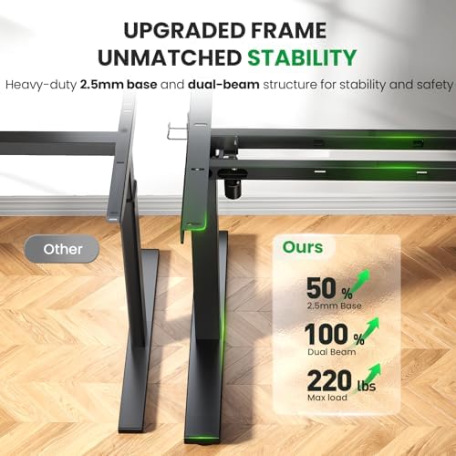Black 60x28 in Electric Standing Desk, 1 Inch Thick Tabletop