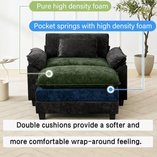 Oprisen 53" Modular Sectional Sofa, Comfy Deep Cloud Couch with Ottoman