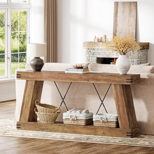 Tribesigns 70.87" Farmhouse Console Table with Storage (Brown)