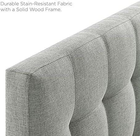 Modway Lily Tufted Linen Fabric Upholstered King Headboard in Gray