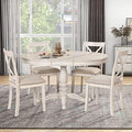 Harper & Bright Designs Modern Dining Table Set for 4,Round Table and 4 Kitchen Room Chairs,5 Piece Kitchen Table Set for Dining Room,Dinette,Breakfast Nook,Antique White