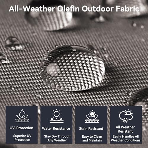 Luxury Outdoor Patio Furniture Set-Wicker High Backrest 3-Seat Patio Sofa with Comfy 6" Cushion, Rattan Couch with Deep Seat All-Weather Patio Conversation Set for Deck Backyard Garden(Brown/Grey)