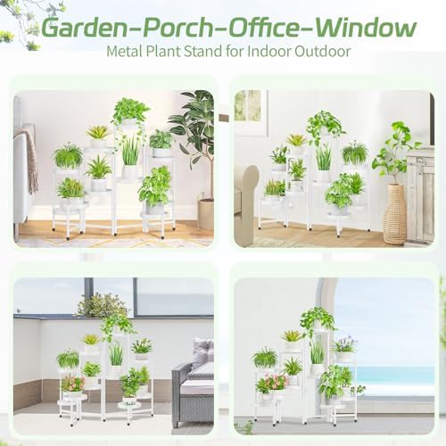 iDavosic.ly Plant Stand Indoor Outdoor, 10 Tier Metal Corner Shelf, White