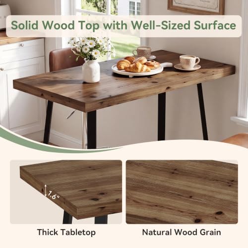 41.3" Solid Wood Bar Table with Metal Base