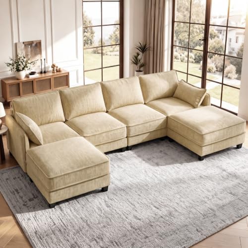 Modular Sectional U Shaped Couch, 116" Cloud Sofa for Living Room