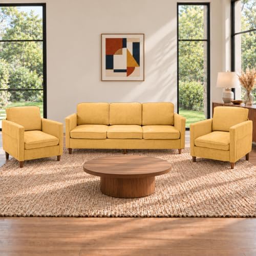 Couch Set for Living Room, 3 Seater Chenille Sofa and Armchair Set of 2
