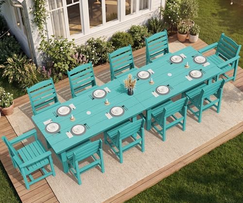 SERWALL HDPE Outdoor Dining Furniture, Outdoor Dining Set for 10, Aruba