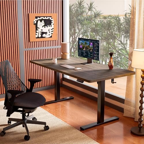 ErGear Height Adjustable Electric Standing Desk, 48 x 24 Inches Sit Stand up Desk, Memory Computer Home Office Desk, Dark Walnut