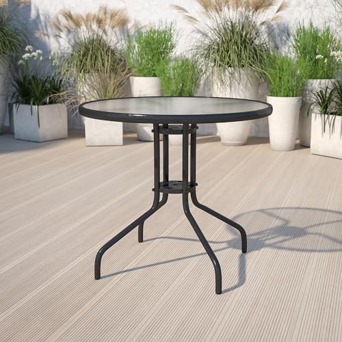 Flash Furniture 31.5 in Metal Round Table, Black