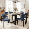 UVV Dining Chairs Set of 6, Metal Kitchen Chairs with Modern Fabric Upholstered for Dining Room, Navy Blue