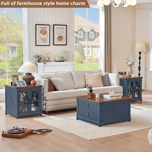 Joaxswe Farmhouse Coffee Table Set 3, End Table and Coffee Table
