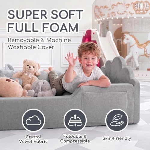 oaskys Toddler Floor Bed, No Assembly Needed Toddler Bed for Ages 3-8, Super Soft Frameless Foam Design with Removable Machine Washable Cover, Low to Ground Camas para Niños Bed