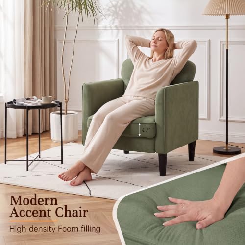 Kromax Accent Chair for Living Room Set of 2, Comfy Reading Armchair, Green