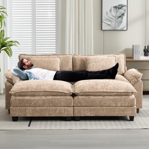 Oprisen 86" Modular Sectional Sofa, Comfy Deep Cloud Couch with Ottoman
