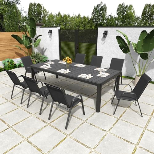 Stackable Patio Chairs Set of 8, Black