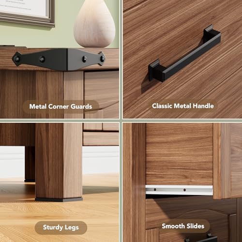 Decofy Farmhouse Nightstand Set of 2 with Charging Station, 3 Drawers
