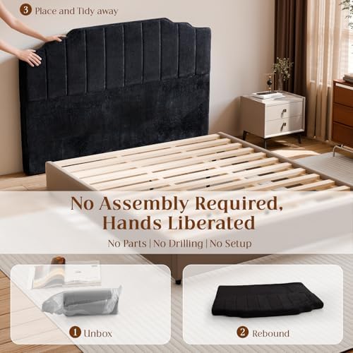 Queen Headboard, Black Upholstered Headboard for Bed, No Assembly