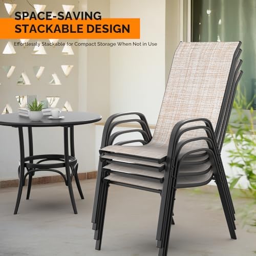 VINGLI Patio Chairs Set of 6, Yellow