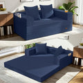 COMAX Boneless Futon Sofa Bed, 59" Small Low-Profile Floor Couch, Navy