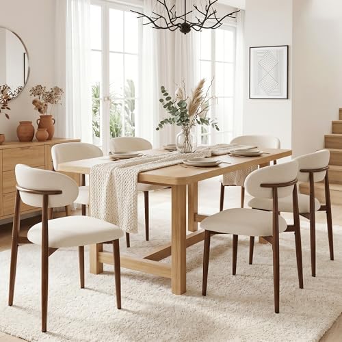UVV Dining Chairs Set of 8, Metal Kitchen Chairs with Modern Fabric Upholstered for Dining Room, Beige