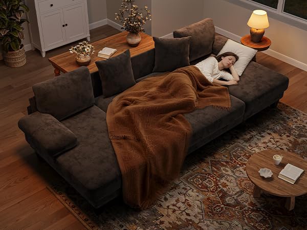 Txtin's Sleeper Sofa with Pull Out Bed 112 Inch U Shaped Sectional Couch