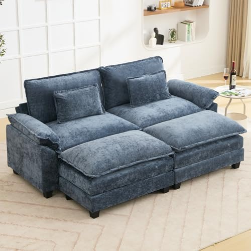 Oprisen 86" Modular Sectional Sofa, Comfy Deep Cloud Couch with Ottoman
