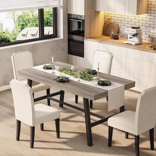 Garvee 55" Modern Dining Table, Small Kitchen Table, Grey Walnut