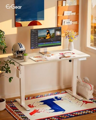 ErGear Height Adjustable Electric Standing Desk, 32 x 19 Inches Sit Stand up Desk, Memory Computer Home Office Desk, Natural