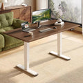 SANODESK Solid Rubberwood Standing Desk Dual Motor 63"x30" Walnut/White