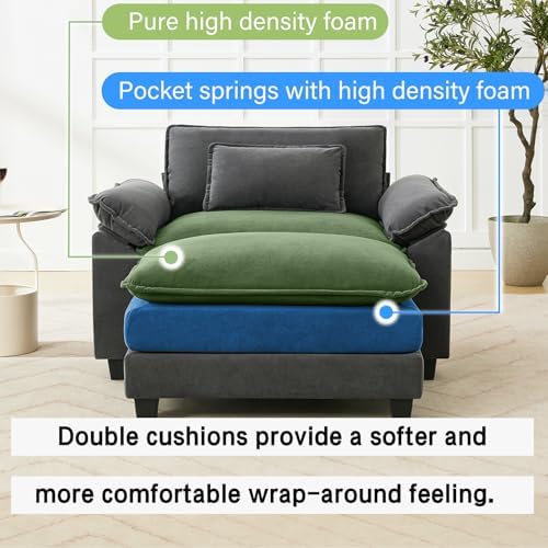 Oprisen 53" Modular Sectional Sofa, Comfy Deep Cloud Couch with Ottoman