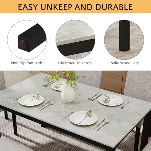 Zevemomo 6-Piece Wood Dining Table Set with Extra-Thick Cushions, Black
