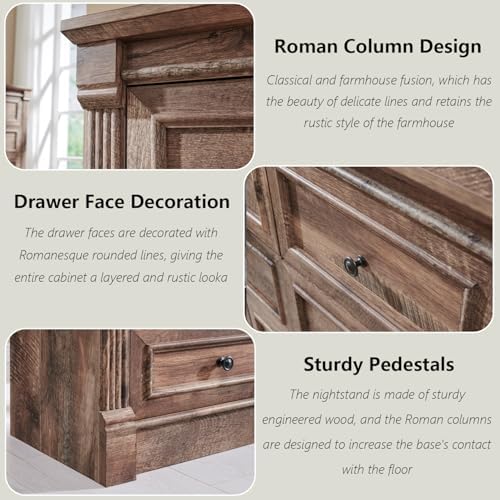 Aitjunz Farmhouse 61" Wide 8 Drawers Dresser for Bedroom, Light Brown