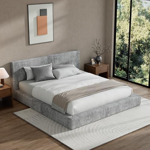 RECCI AirFrame King Size Upholstered Bed Frame with Plush Padded Headboard