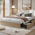 GarveeHome Wood Platform Bed Frame, Queen Bed Frame with 2 Drawers