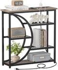 Snughome Entryway Table, Console Table with Charging Station, Industrial Narrow Sofa Table with 5 Tier Storage Shelves, Entrance Table for Hallway, Living Room, Foyer, Grey
