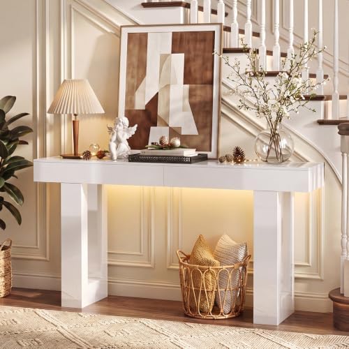 ChooChoo High Gloss 63 Inch Long Console Table with LED Light
