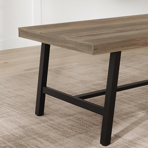 GarveeHome Industrial Dining Table for 4-6 People, 63" Long Kitchen Table with Sturdy Metal Frame, Rectangular Counter for Dinner, Kitchen, Dining Room (Rustic Pear, 63" Non-extendable)