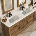 St.Mandyu 60" Bathroom Vanity w/Sink & LED Mirror & Faucet,Modern Bathroom Vanities Set w/ 3-Color Lighting, Curved Splash-Reducing Basin, Bath Vanity w/Large Storage Cabinet&Drawers,Rsutic Bro
