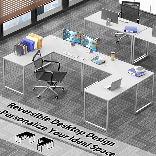SHW Mission 55 x 60 L-Shape Home Office Computer Desk, White