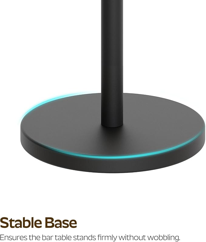 YATINEY Bar Table, Round Bar Table Set of 4, Counter Height Table, Pub Cocktail Table, Metal Frame, for Bistro, Dining Room, Living Room, Terrace, Rustic Brown and Black BT05L4BR