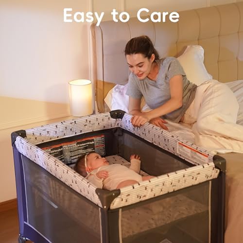 Pamo Babe Pack and Play with Bassinet, Portable Playard for Baby