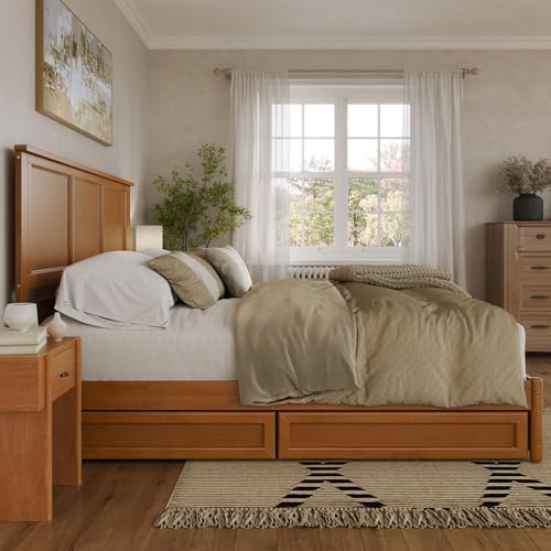 AFI, Felicity King Platform Bed with Panel Footboard & Storage Drawers, Light Toffee