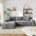 96" L-Cloud Sectional Boneless Couches for Living Room, Corduroy Fabric Modular Sectional Sofa with Chaise, Cloud-Couch Deep Seat Sofa, No Assembly Required, Gray