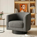 Swivel Accent Chairs, 360 Degree Bucket Chair, Modern Upholstered Barrel Armchair, Comfy Corduroy Single Sofa for Living Room Bedroom, Grey