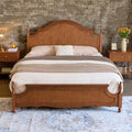 LUXOAK California King Solid Wood Poster Bed, 55" Arched Headboard, Caramel