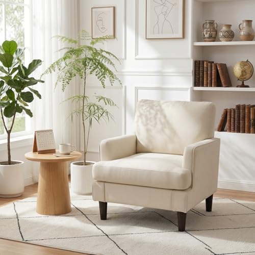 Kromax Accent Chair for Living Room Set of 2, Modern Reading Chair, Beige