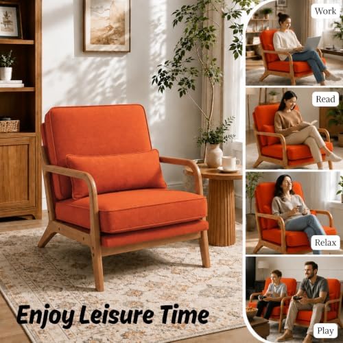 Karl home Mid-Century Modern Accent Reading Chair, Burnt Orange