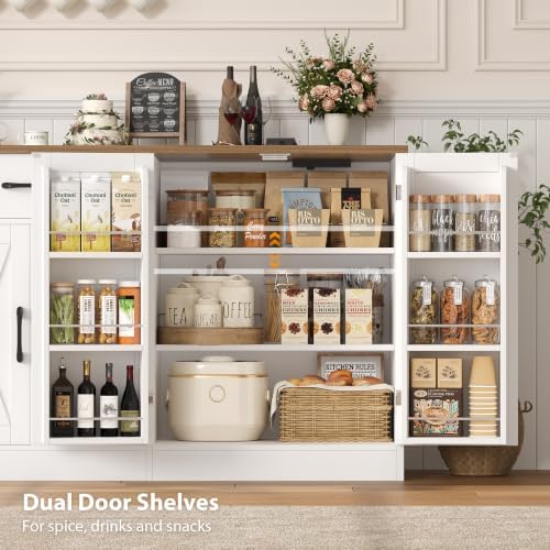 HOSTACK 71" W Kitchen Buffet Cabinet with Storage, Large Coffee Bar Cabinet