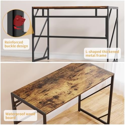 Elephance Folding Desk Writing Computer Desk for Home Office No-Assembly