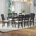 AMERLIFE 9 Piece Farmhouse Dining Table Set with 79" Rubberwood Table, Grey